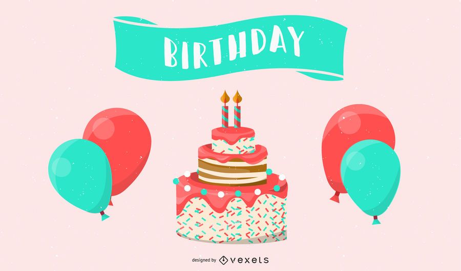 Gift Ribbon Balloon Cake Vector Gift Ribbon Balloon Cake Vector