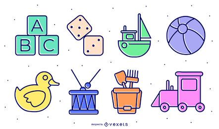 conjunto de ilustração de brinquedos infantis
