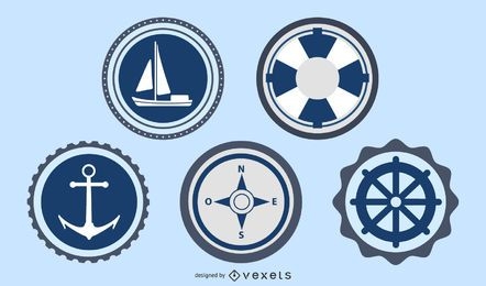 Ocean And Sea Labels Stamp Vector Set