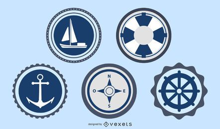 Ozean und Meer beschriftet Stempel-Vektor-Satz Ozean und Meer beschriftet Stempel-Vektor-Satz