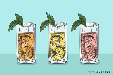 Copo de suco de fruta com gelo