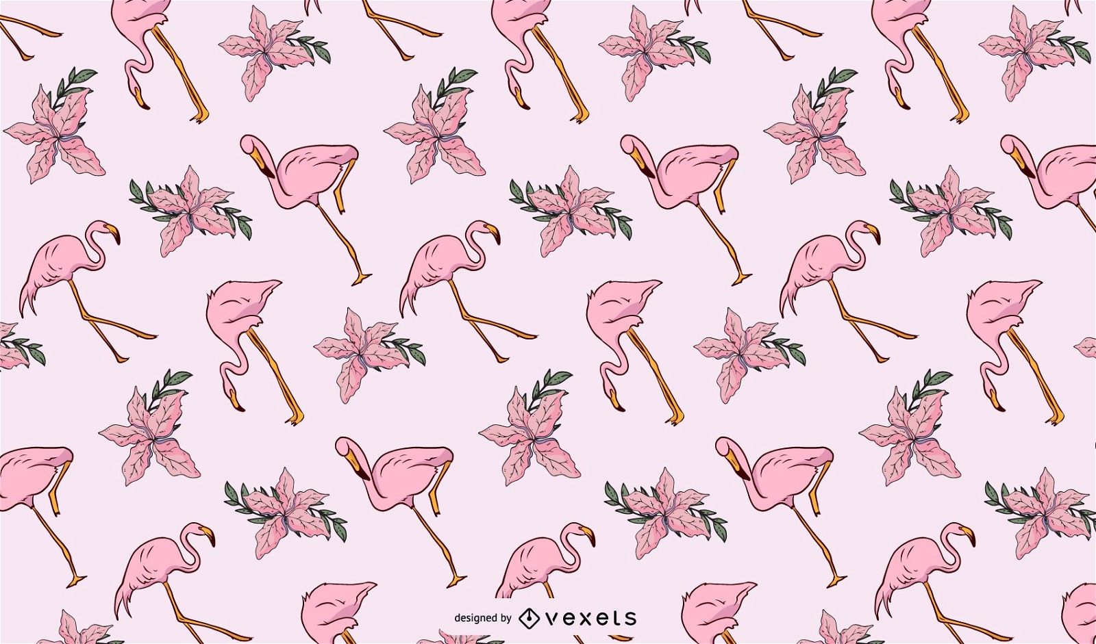 Flamingo flowers pattern design