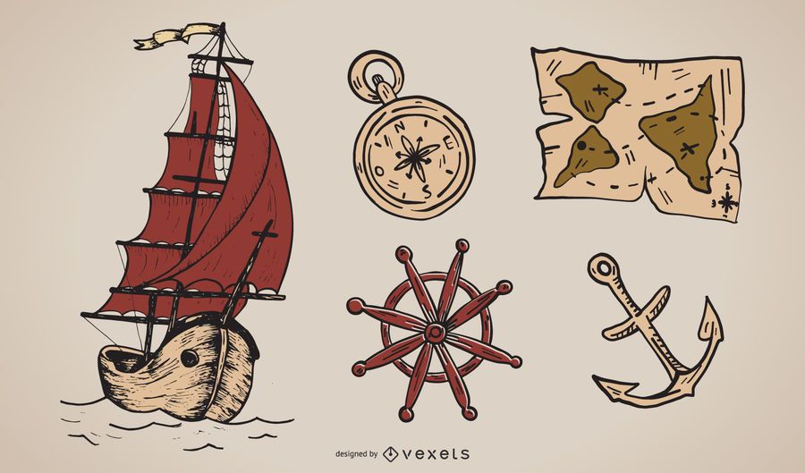 Ancient Nautical Theme Vector Ancient Nautical Theme Vector