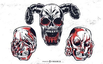 Terror Skull Head 01 Vector