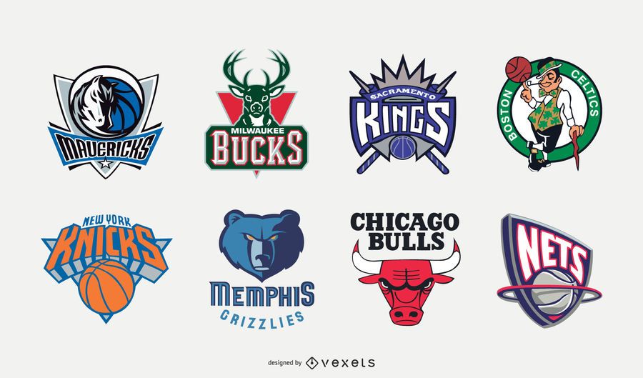 90er Jahre Nba Logo Design Set Vektor Download