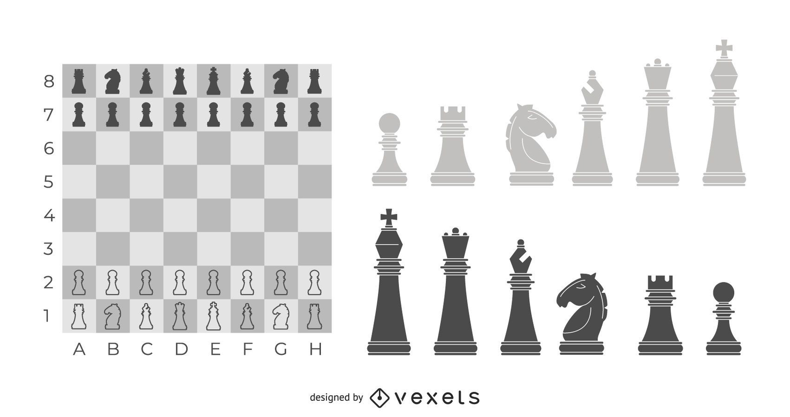 Classic Chess Pieces Cut Out Set Vector Download