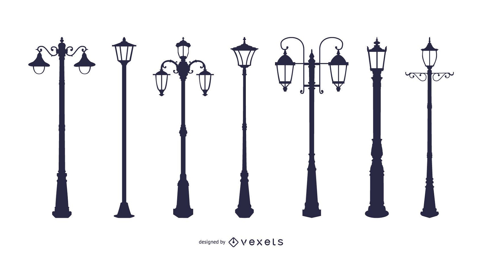 Lâmpadas de rua estilo europeu lustre lâmpada vetorial