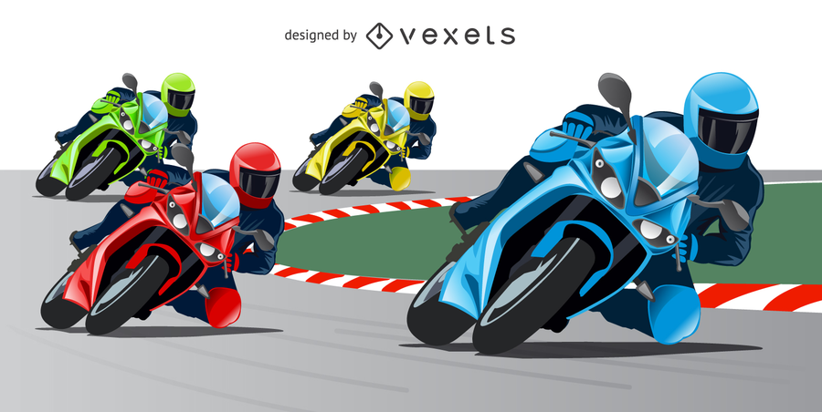 Conjunto de 4 motociclistas Conjunto de 4 motociclistas