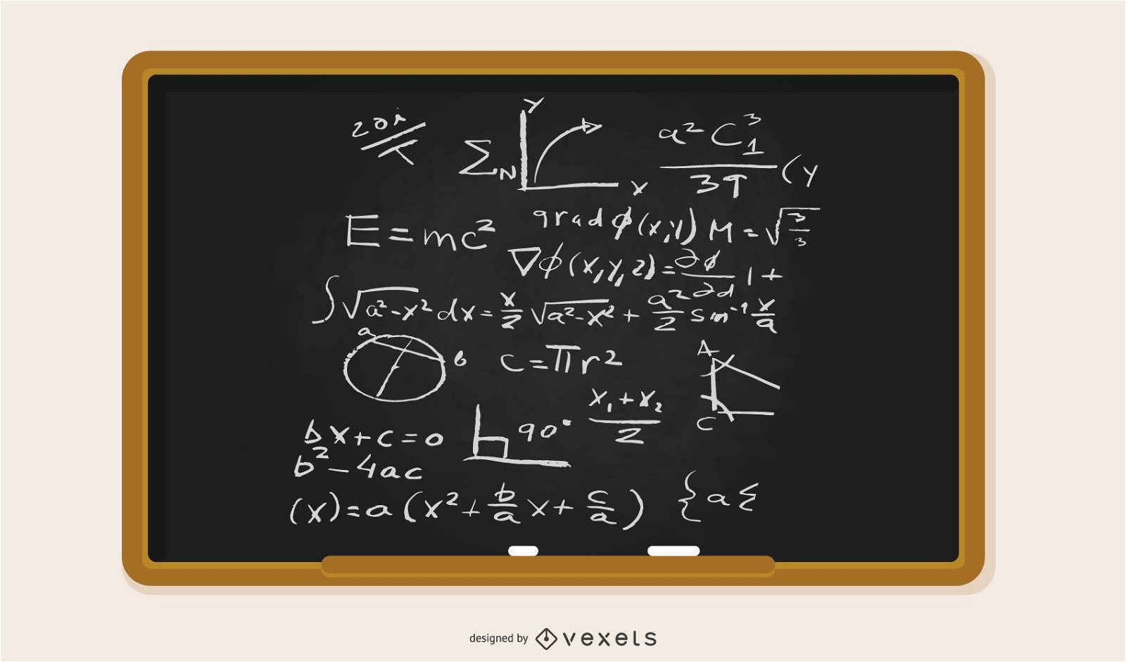 Vektortafel gefüllt mit Gleichungen