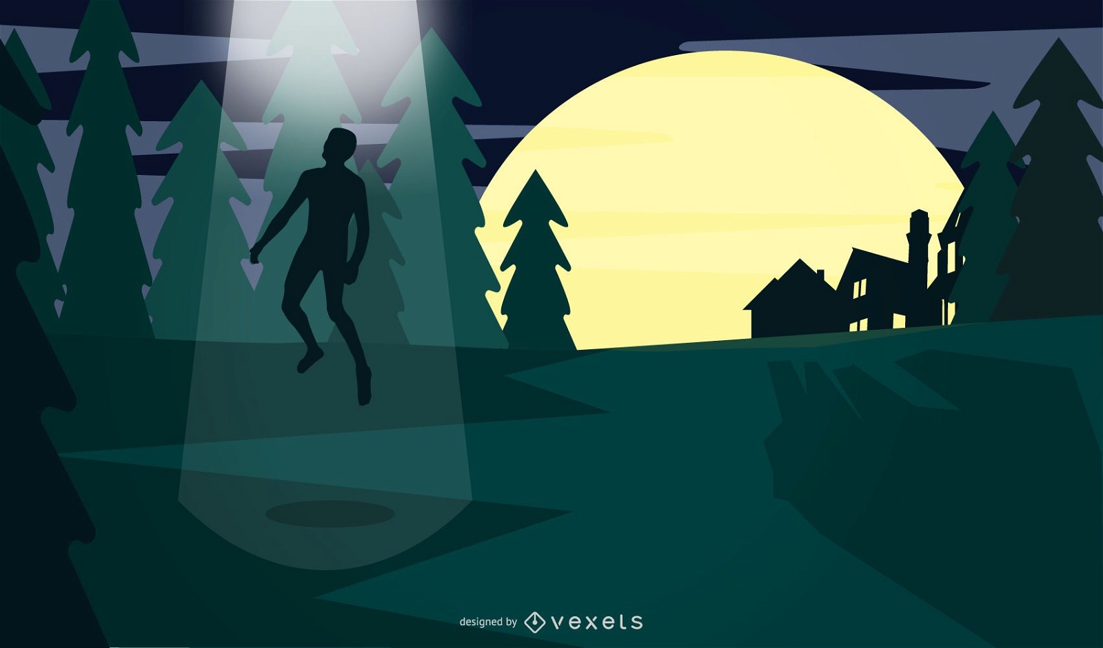 Night abduction illustration design