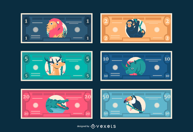 Dinero ficticio imprimible con temática animal de Kid Bucks Dinero ficticio imprimible con temática animal de Kid Bucks