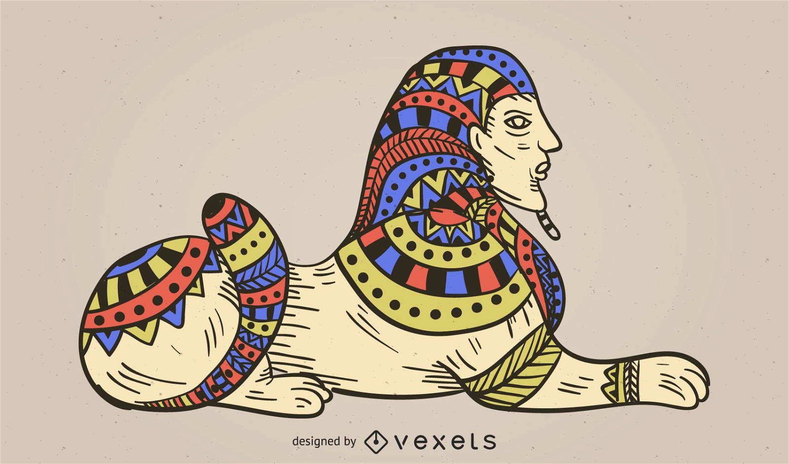 Bunter Sphinx-Illustrationsentwurf