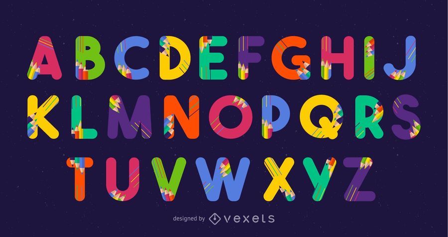 Pencils Font Design Vector Pencils Font Design Vector