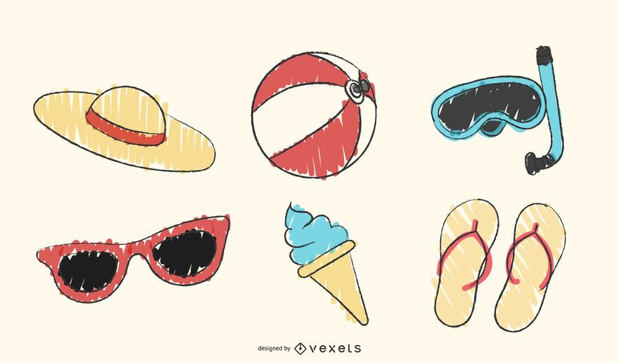 Estilo de verano Handdrawn estilo Vector Series 5 Estilo de verano Handdrawn estilo Vector Series 5