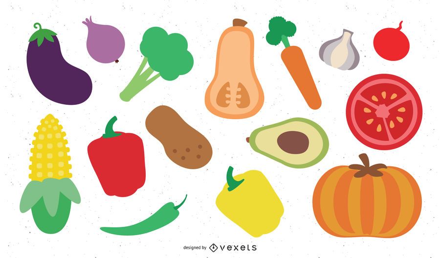 Conjunto de 18 legumes coloridos Conjunto de 18 legumes coloridos