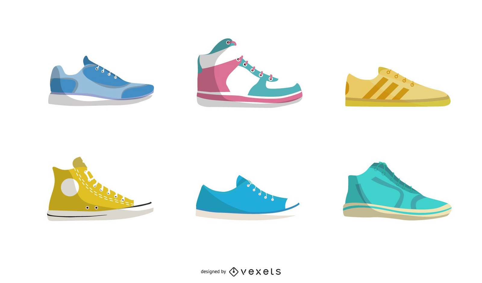 Vetor de cores de estilos diferentes de sapatos