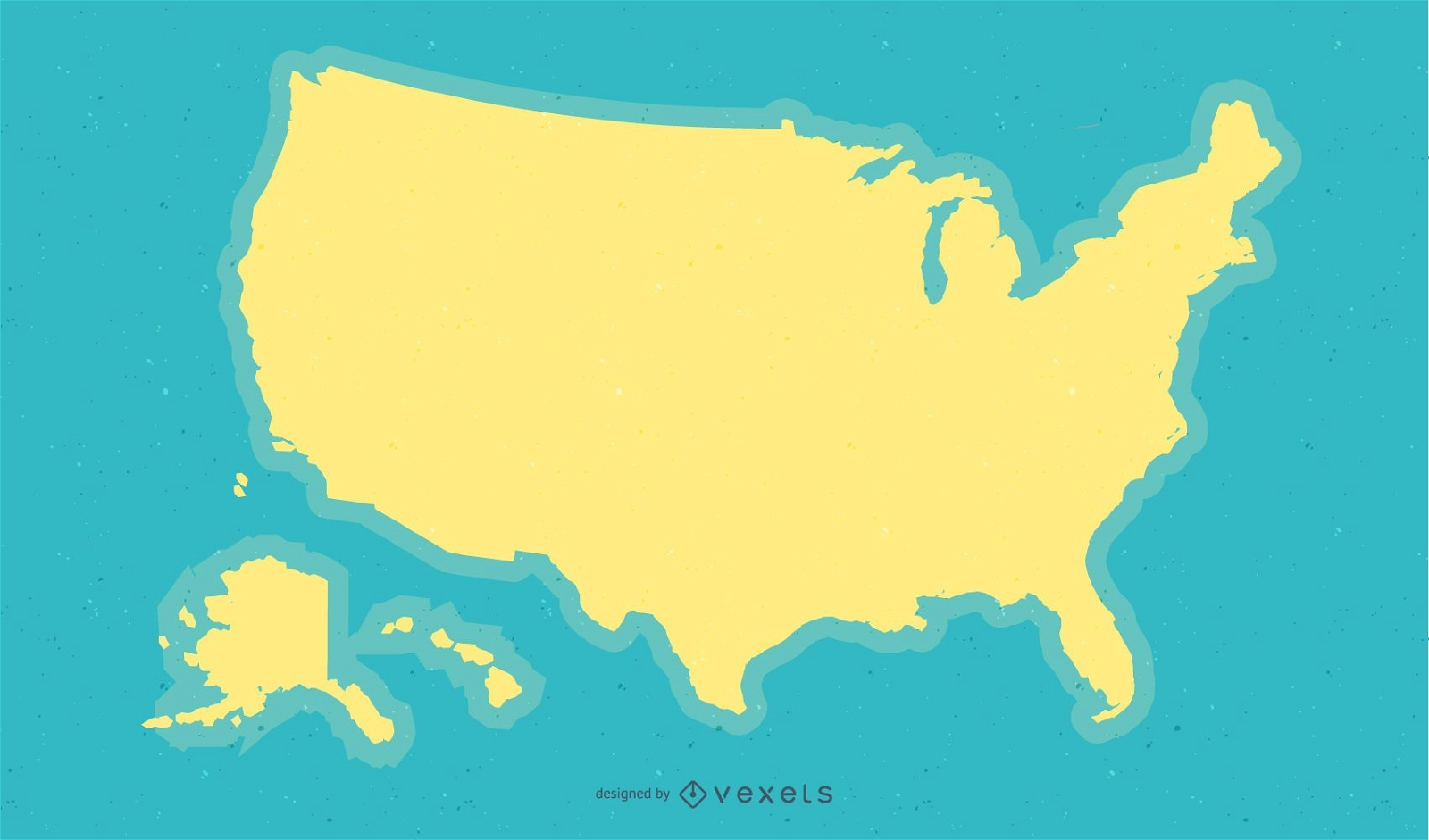 Diseño de fondo de mapa de Estados Unidos amarillo