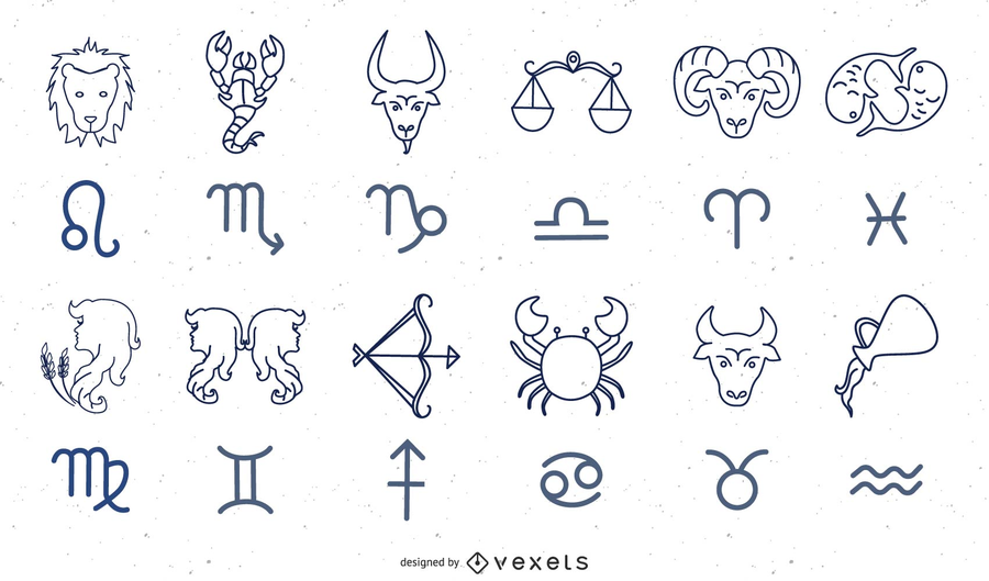 Download Set Of 12 Zodiac Signs Vector Graphic - Vector Download