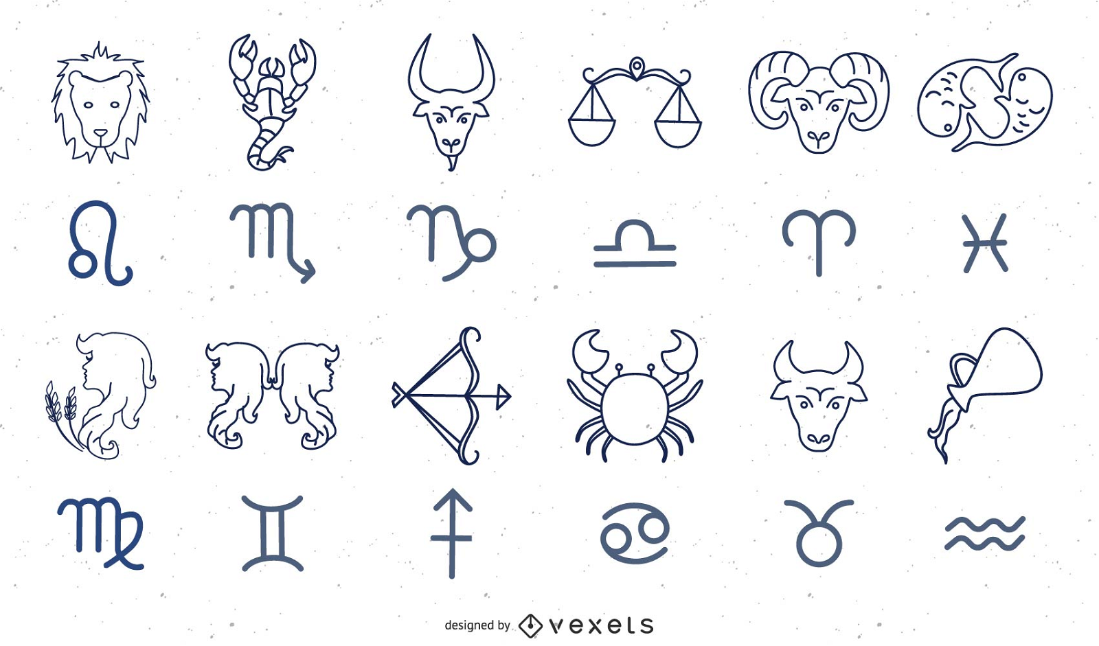Conjunto de 12 signos del zodíaco gráfico vectorial