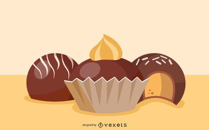 Diseño de ilustración de trufas de chocolate