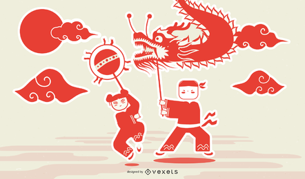 Papercut Dragon Vector