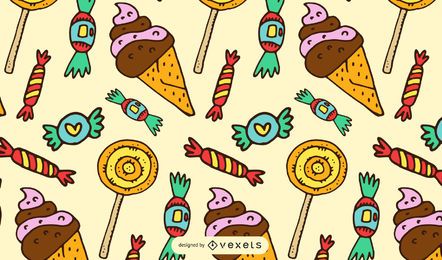 Cartoon sweets and candies pattern