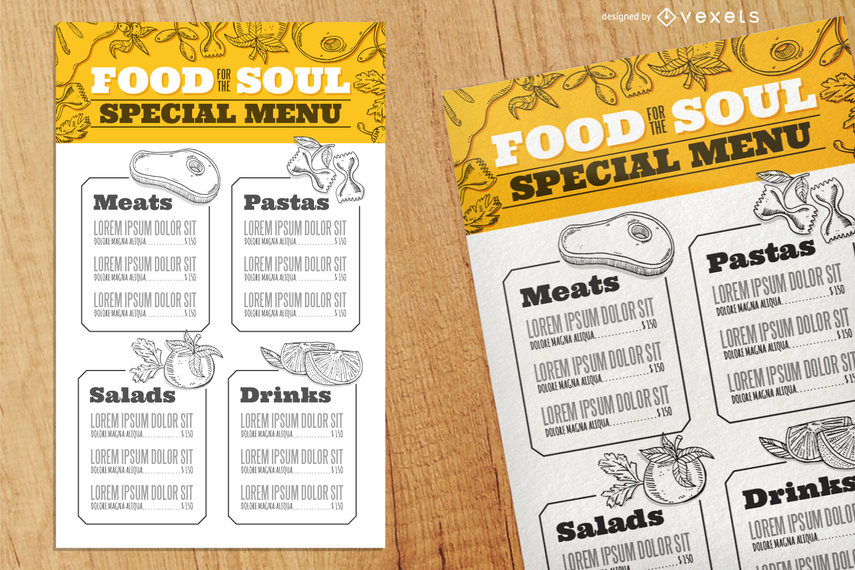Menu template with illustrated food Menu template with illustrated food
