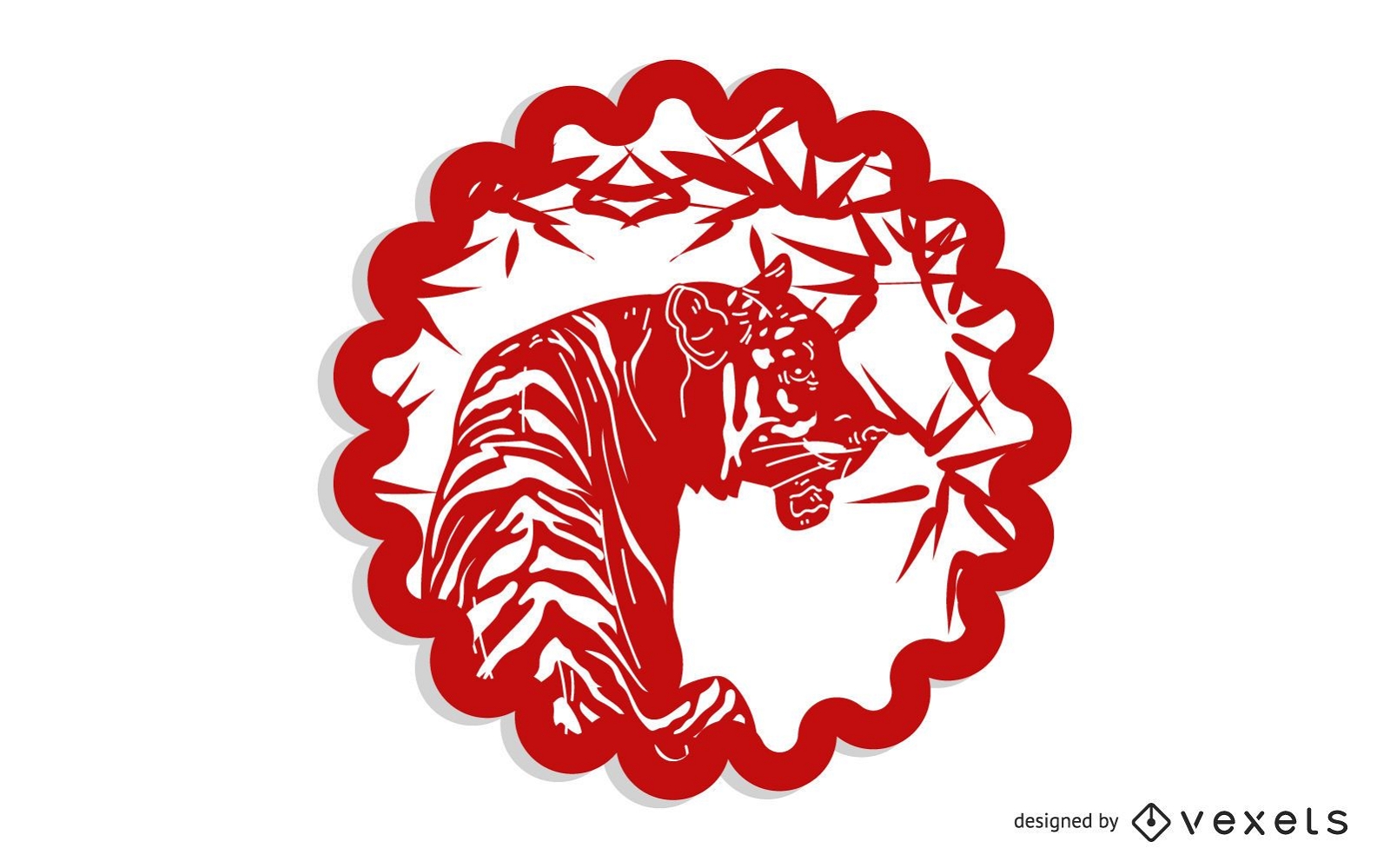 Design de corte em papel tigre chinês