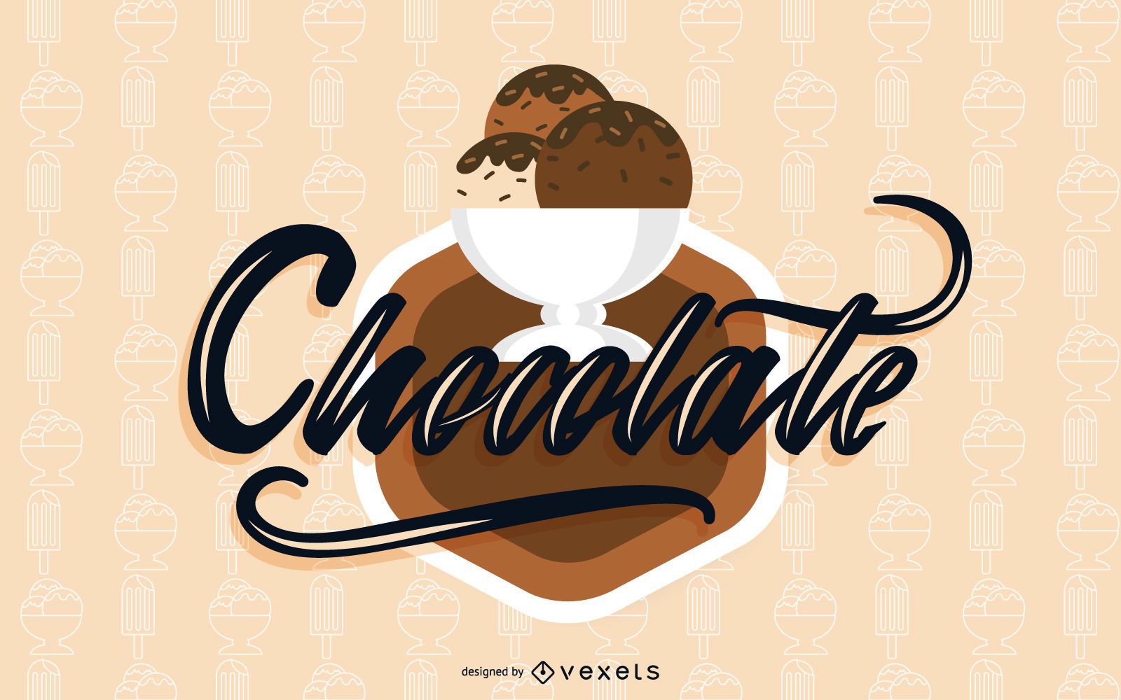 Desenho de ilustração de sorvete de chocolate