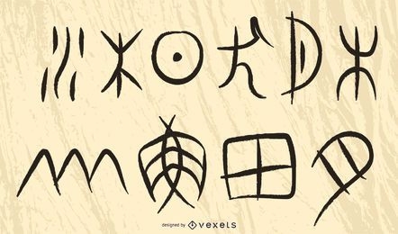 Conjunto de diseño de pictogramas asiáticos