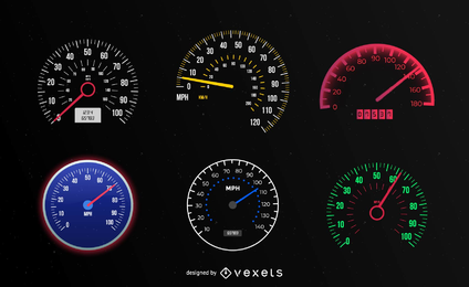 Set Of Vector Speedometer And Counter