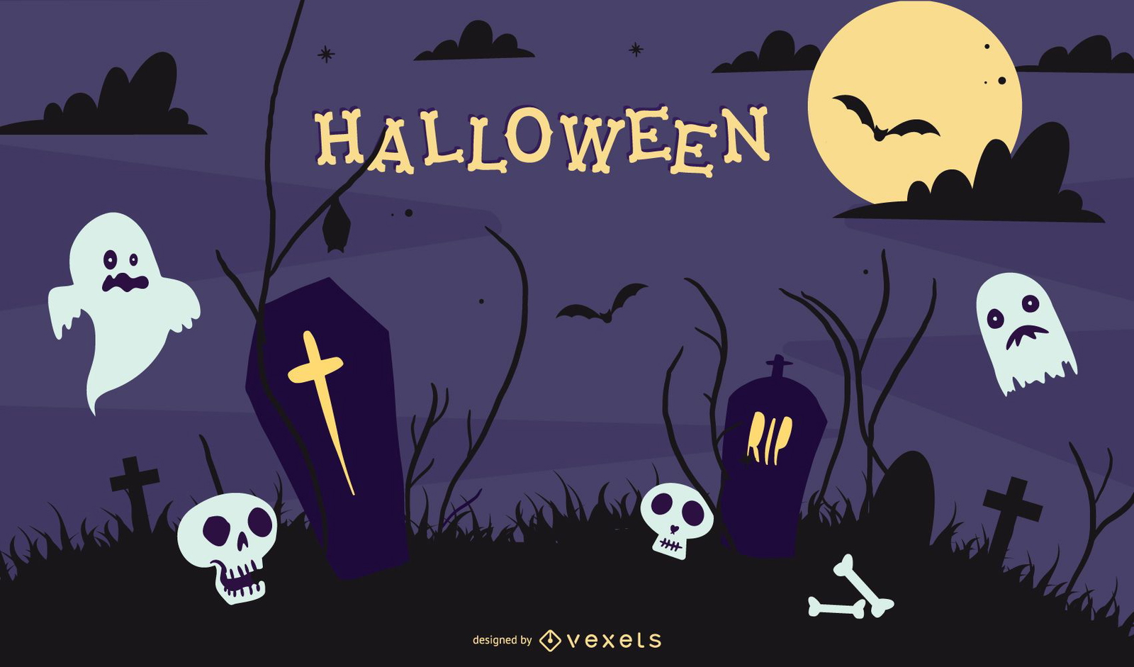 Material de ilustrações vetoriais de Halloween