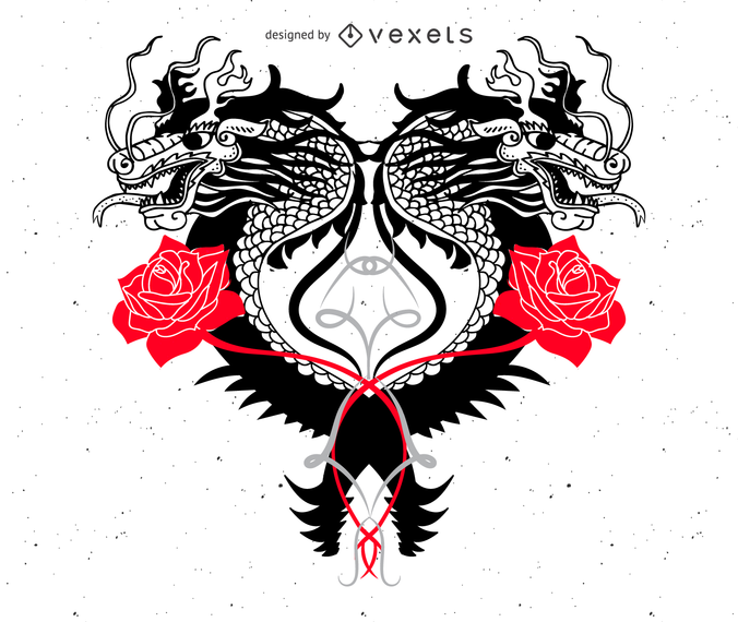 Dragon And The Rose Vector Dragon And The Rose Vector
