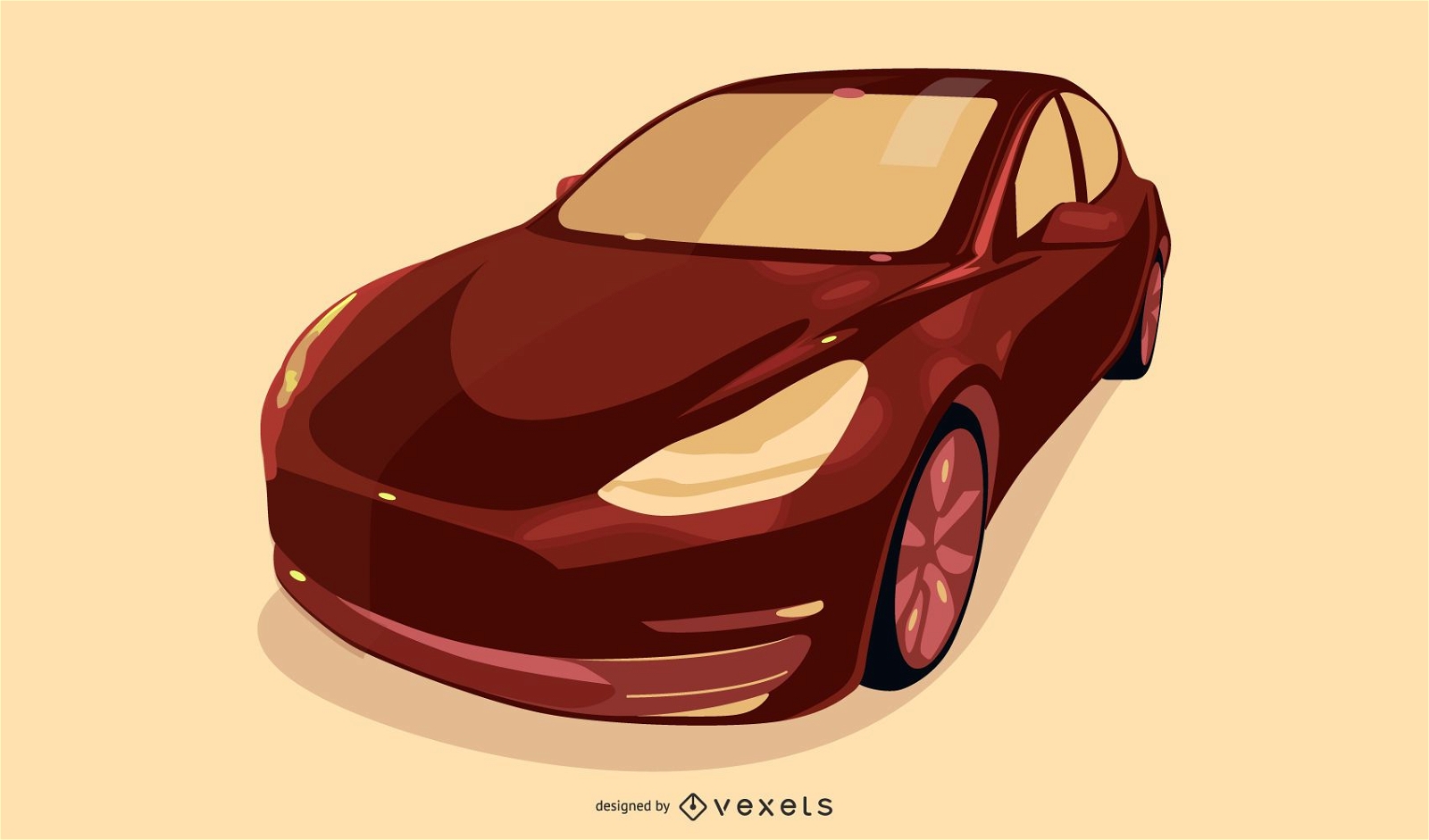 Desenho de ilustração de carro vermelho moderno