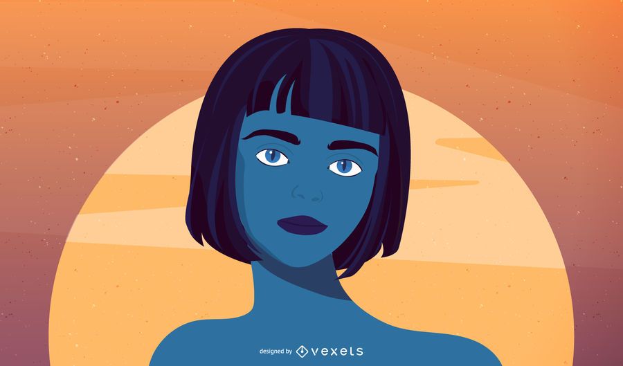 Blaue Frau Illuistration Blaue Frau Illuistration