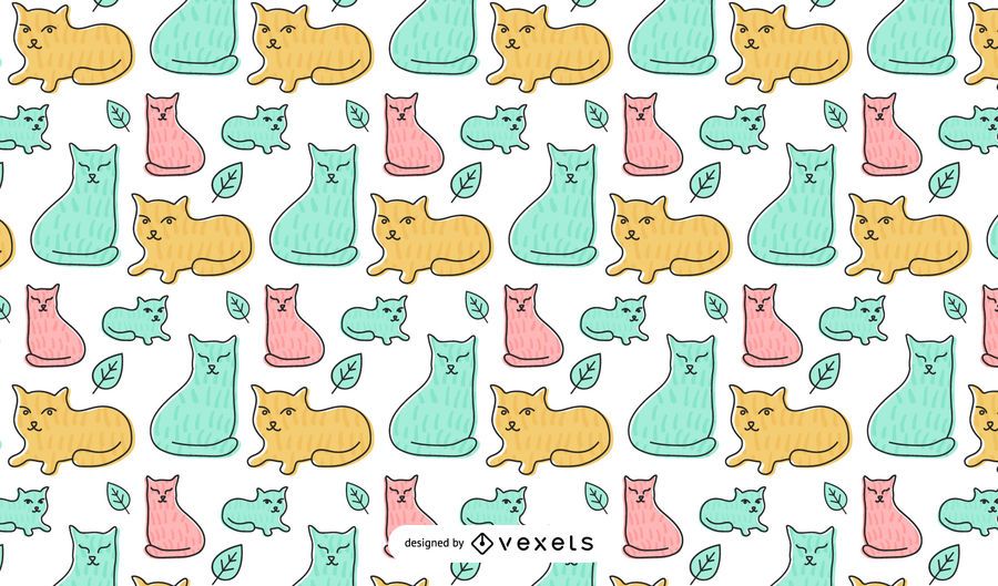 Diseño de patrón de gatos planos Diseño de patrón de gatos planos