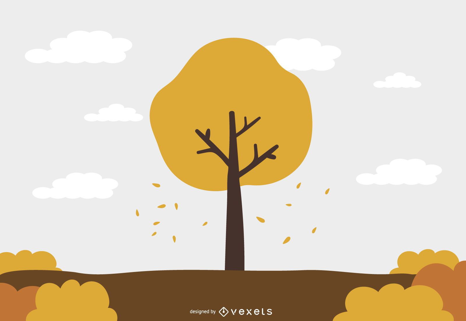 Desenho de ilustração de árvore de outono