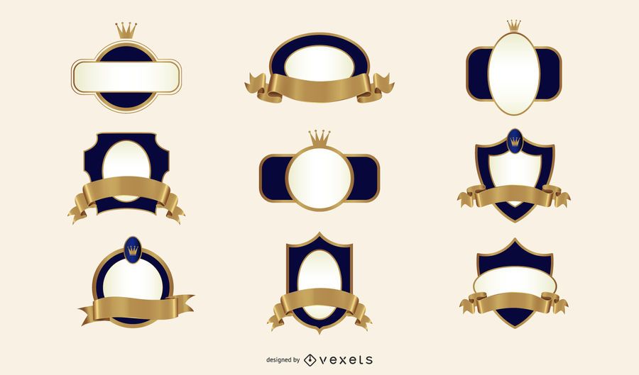 Kit of 9 blue and gold emblems Kit of 9 blue and gold emblems