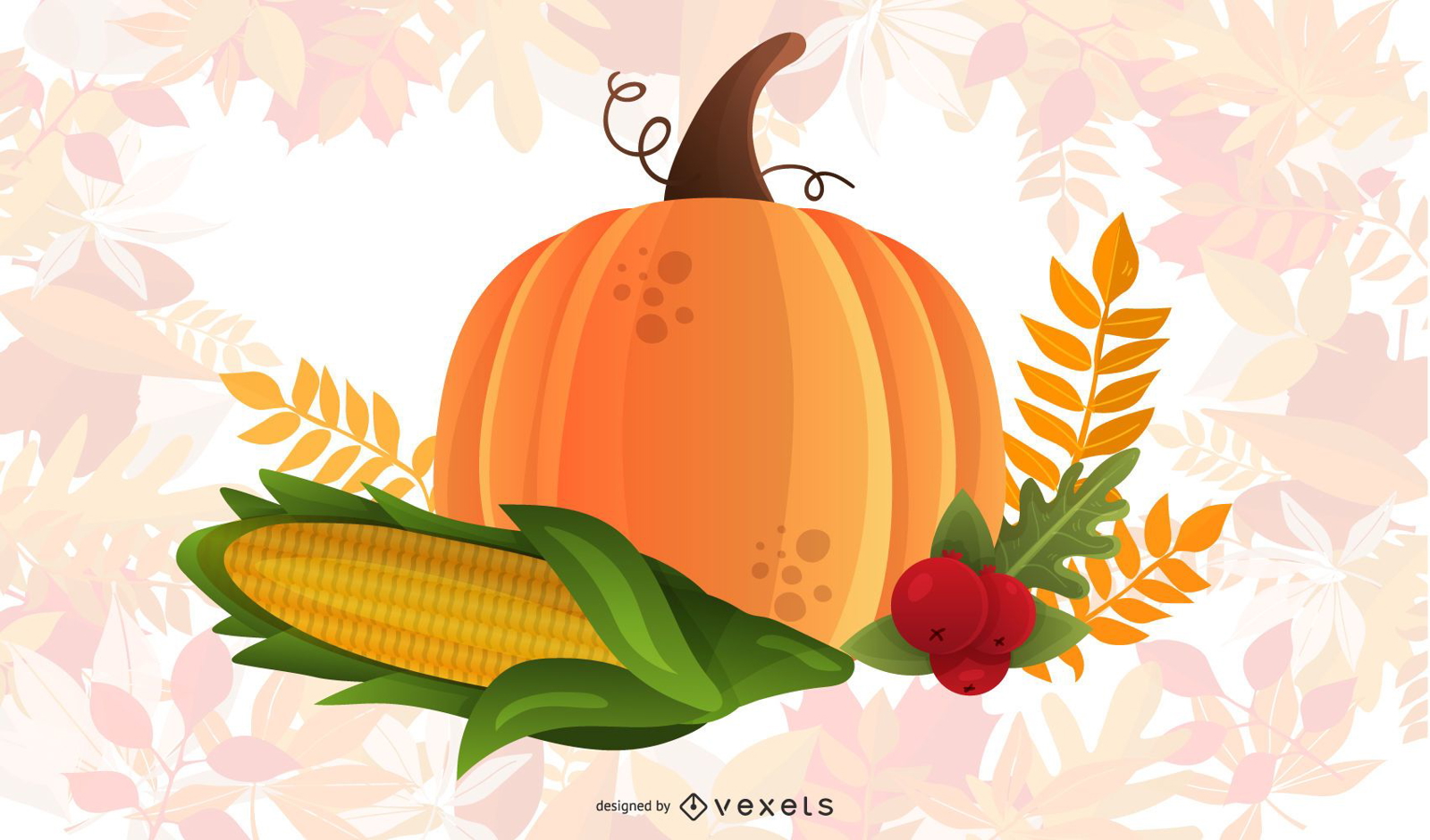 Herbst Kürbis Mais und Weizen Illustration