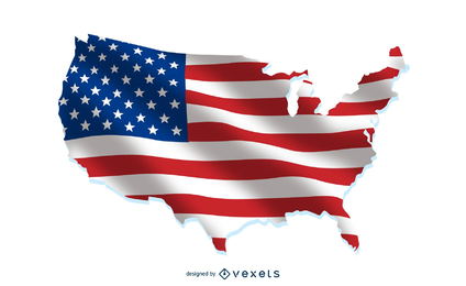 Bandeira dos EUA sobre o mapa do país