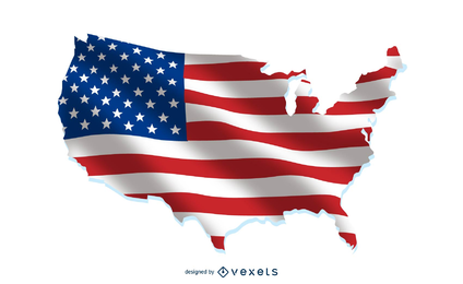 USA Flag Over Country Map Vector Download