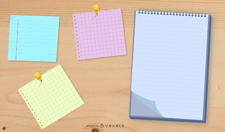 Vector de notas de papel de colores