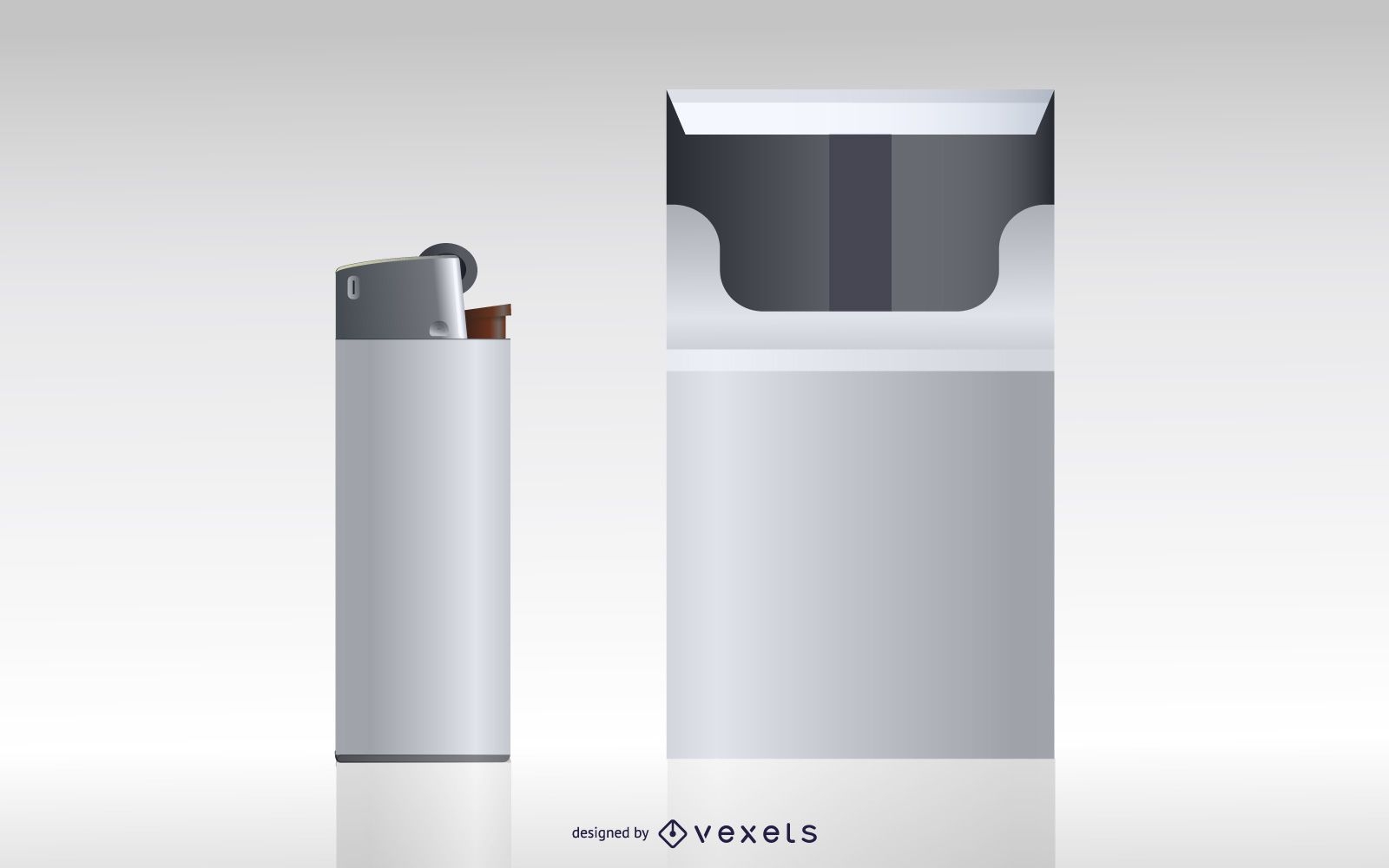 Cigarette box and lighter illustration 