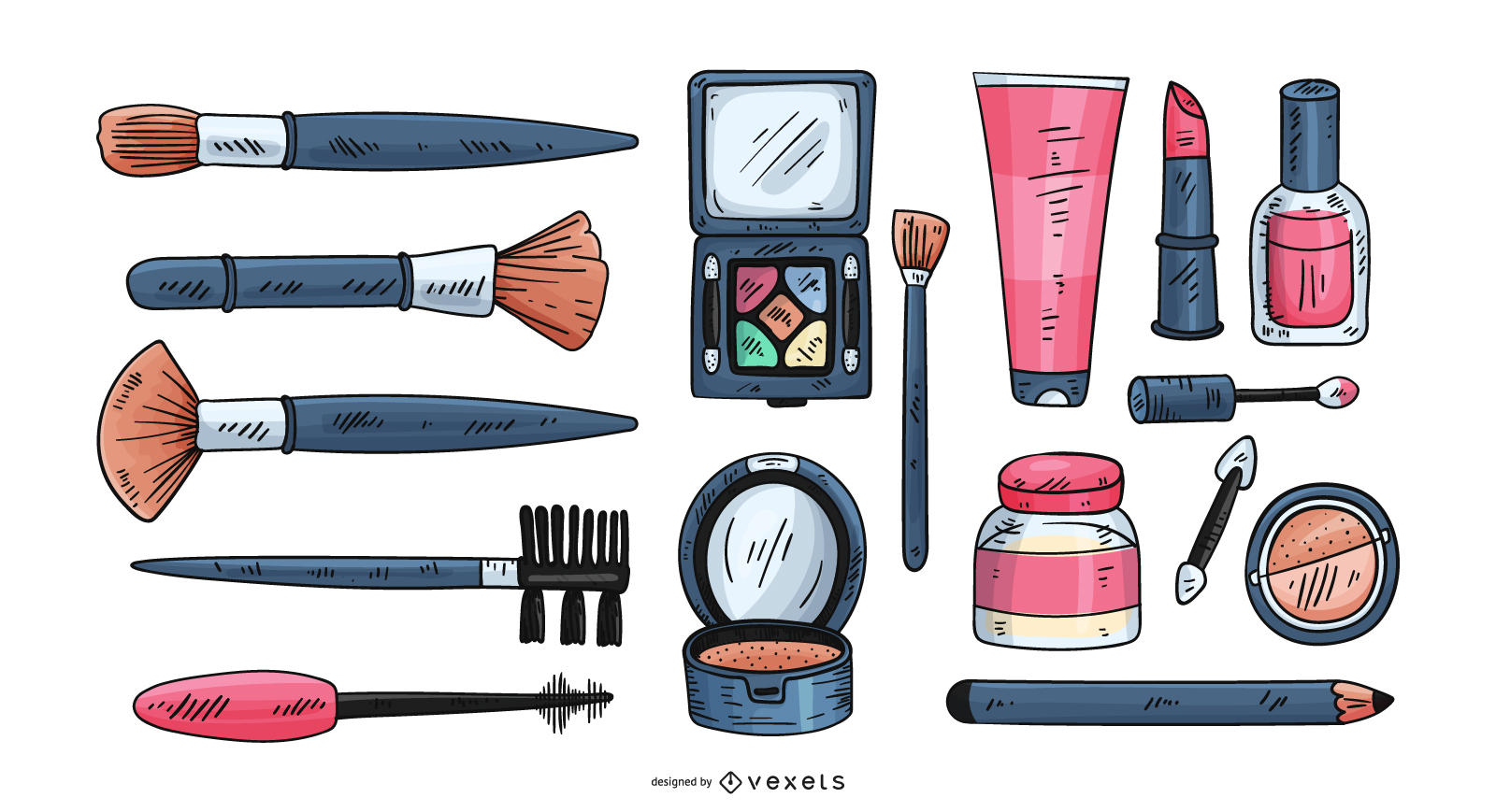 Conjunto de elementos de ilustración de cosméticos