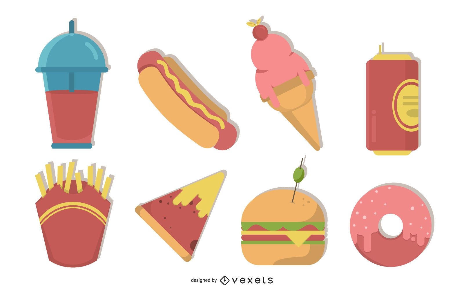 conjunto de ilustración de comida chatarra