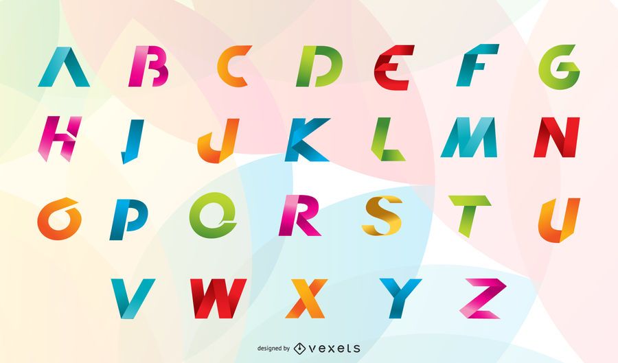 Origami Ribbon 26 English Letters And Numbers Vector 4 Origami Ribbon 26 English Letters And Numbers Vector 4