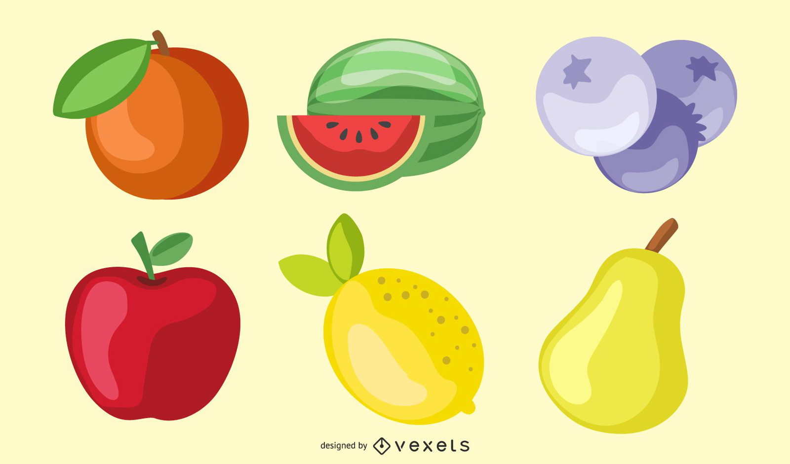 conjunto de ilustração de frutas brilhantes