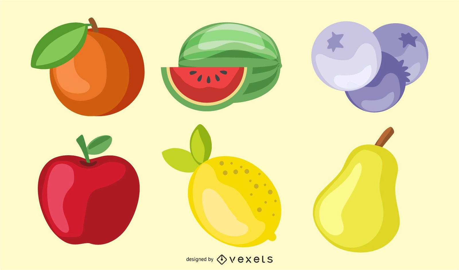 shiny fruits illustration set