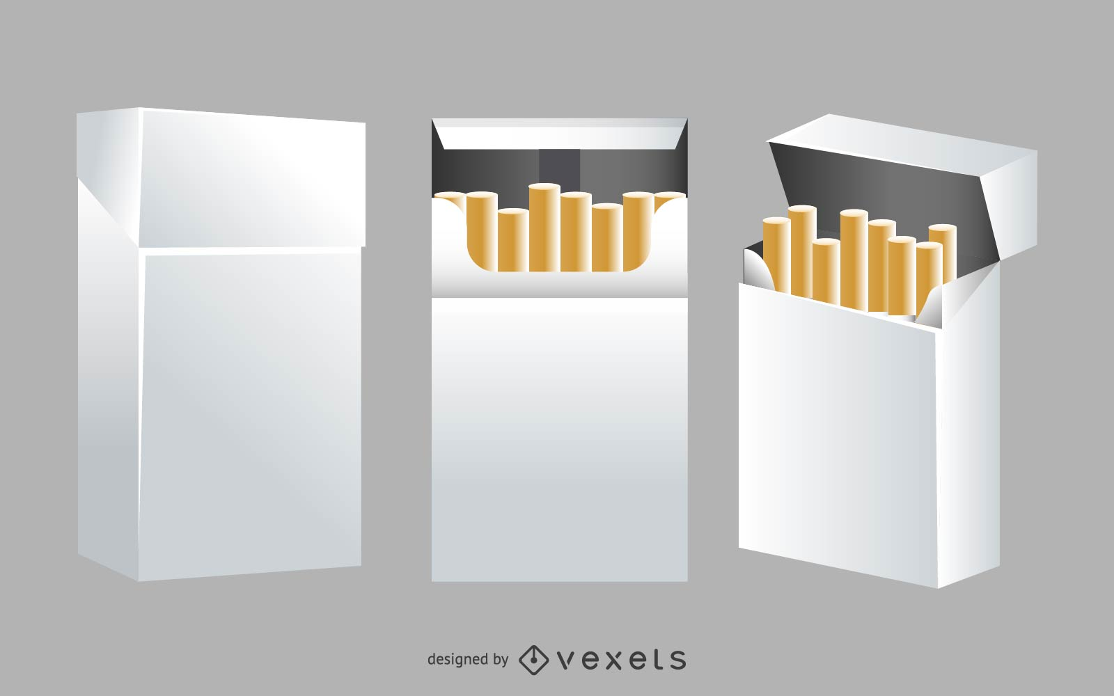 Conjunto de caixa de cigarro em branco