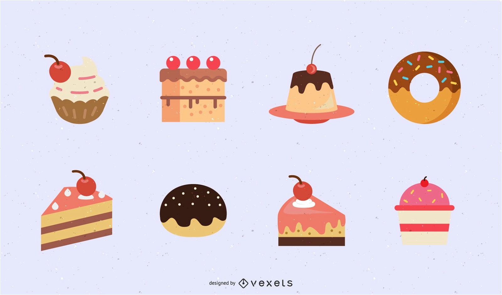 flache Desserts Illustrationsset